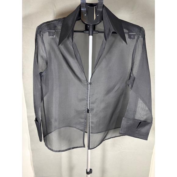 Veranique Young for W Collection Tops - Veranique Young for W Collection Sheer Black Blouse French Cuff Organza Top